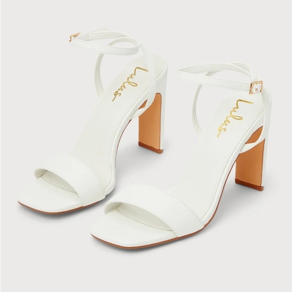 NWT Lulus Looma White Ankle Strap High Heel Sandals